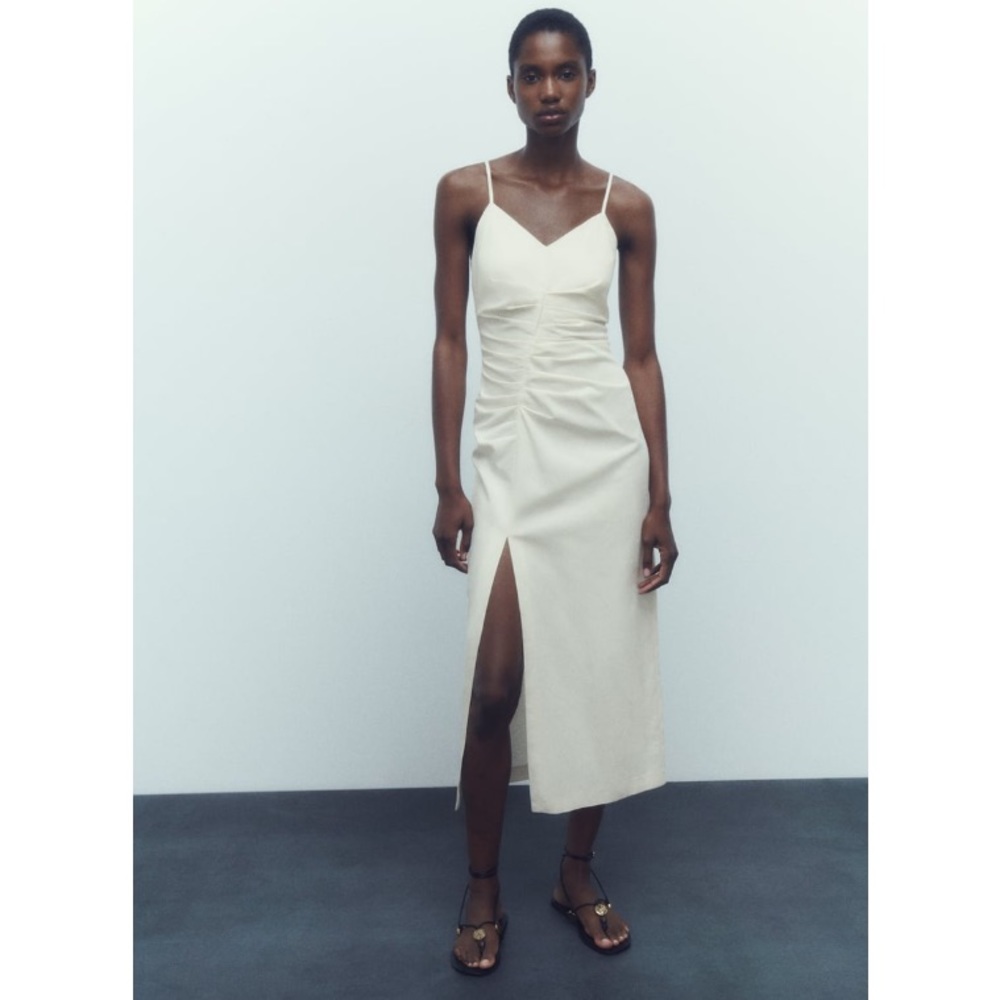 Zara Ruched MIDI Slip Dress